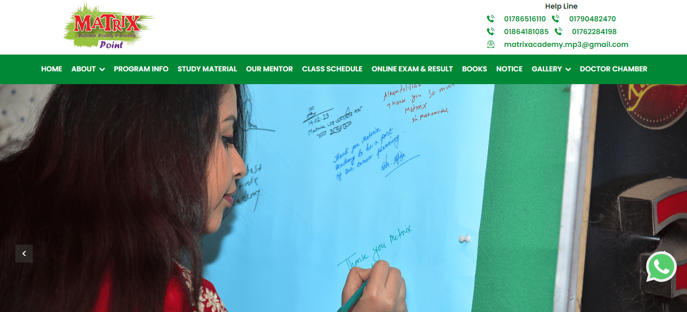 Matrix-Point-Medical-Coaching-Center-Website-Development